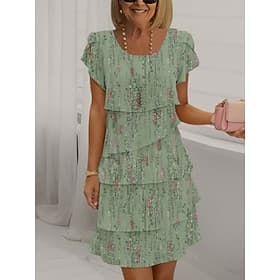 Women's Mini Dress Casual Dress Chiffon Dress Floral Dress Elegant Fashion Modern Outdoor Vacation Going out Regular Fit Floral Short Sleeve Crew Neck Black Wh
