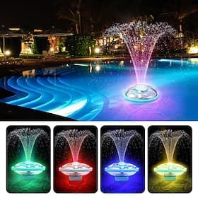 Rechargeable Pool Fountain with Lights, Floating Pool Fountain for Above Ground Pool Water Fountain Pump with Anchor,Upgraded Swimming Pool Fountain Floating P