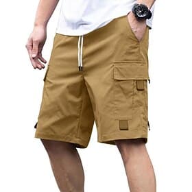 Men's Tactical Cargo Cargo Shorts Shorts Casual Shorts Drawstring Pocket Elastic Waist Plain Solid Knee Length Outdoor Streetwear Camping Fashion Streetwear Bl