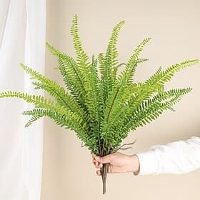 21 Leaves Kidney Fern Artificial Plant 22 Inch Lifelike Faux Boston Fern, Greenery Leaves for Home Decor, Office Desk, Wedding, DIY Floral Arrangements Indoor