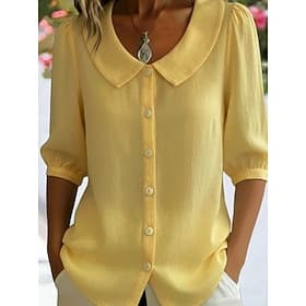 Women's Shirt Vintage Stylish V Neck Off Shoulder Long Tops Daily Work Holiday Blue Black White Yellow Red Summer Spring