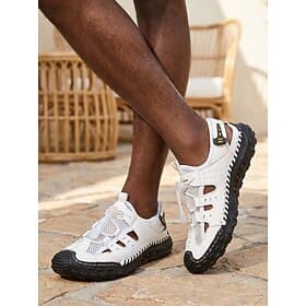 Men's White Fisherman Sport Sandals Lace-Up Lightweight Comfort Walking Shoes for Outdoor Resort, Holiday Travel, Resort Leisure, Summer Activities and Casual