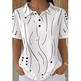 Women's Shirt Waffle Polo Shirts Summer Tops Graphic Geometric Polka Dot Vintage Stylish Sleeveless Turndown Regular Tops Beach Wedding Casual Daily Blue White