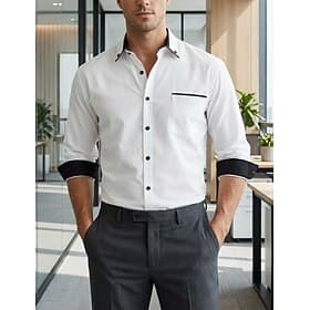 Men's Shirt Dress Shirt Button Down Shirt Color Block Outdoor Work Black White Red Navy Blue Long Sleeve Turndown Summer Spring Clothing Apparel Buttons