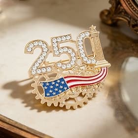 250th Anniversary Commemorative Brooch for Men  Women, American Patriotic Rhinestone-Encrusted Zinc Alloy Boutonniere Pin, Ideal Accessory for Clothing, Blazer