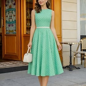 1950s Retro Vintage Rockabilly Swing Dress Flare Dress Polka dots Fancy Dress Women's Casual Daily Bachelorette Party Adults' Dress Homecoming Dresses