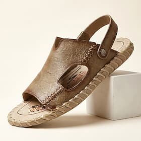 Men's Brown Slingback Sandals Open-Toe Casual Summer Shoes Lightweight Comfort Outdoor Footwear for Beach Vacation, Travel, Resort Wear, Daily Leisure and Warm