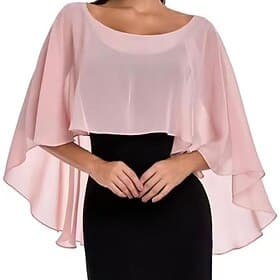 Women's Wrap Shrug Mother's Wraps Bridal's Wraps Wedding Guest 's Wraps Elegant Ladies Formal Style Sleeveless Chiffon Wedding Wraps With Pure Color For Daily thumbnail 2