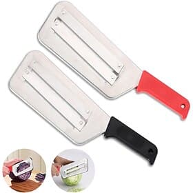 2 Pack Cabbage Chopper Shredder, Cabbage Cutter Knife Kitchen Slicer Sauerkraut Cutter Coleslaw Grater, Sharp Stainless Steel Blades, Black  Red Handle