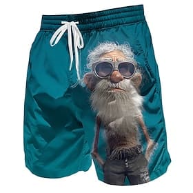 Per uomo Personaggi di cartoni animati Divertente Vecchio Uomo Costumi da bagno Pantaloncini da mare Pantaloncini da Surf Misura del girovita medio Retrò Vinta