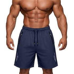 Men's Active Shorts Casual Shorts Athletic Short Pocket Elastic Waist Plain Plain Solid Quick Dry Sports Above Knee Outdoor Gym Training Sports Sport Black Nav