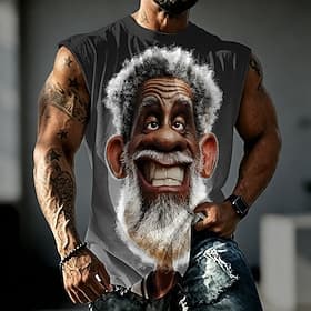 Men's Ombre Old Man Undershirt Sleeveless T shirt 3D Print Crew Neck Shirt Funny Casual Daily Street Blue Black Yellow Spring  Summer Clothing Apparel S M L XL
