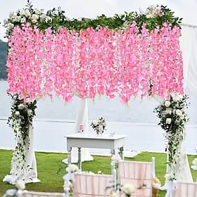 6Pcs 10 Branches Wisteria Hanging Flowers, 6 Feet Artificial Wisteria Vine Garland for Wedding Arch, Party, Garden  Home Decor, Silk Wisteria Flowers for Indoo