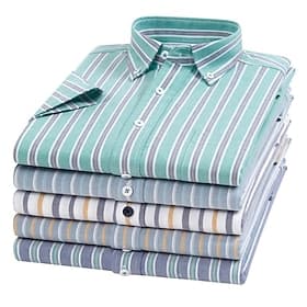 Men's Shirt Dress Shirt Button Down Shirt Oxford Shirt Color Block Casual Daily White Yellow Navy Blue Royal Blue Short Sleeve Turndown Summer Spring Clothing