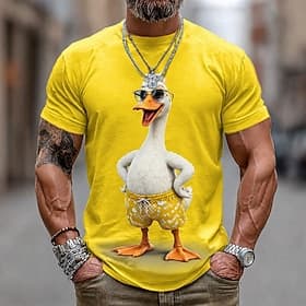Per uomo Animale Anatra Maglietta Manica Corta maglietta Stampa 3D Girocollo Camicia Divertente Casuale Quotidiano Streetwear Blu Bianco Giallo Estate Primaver
