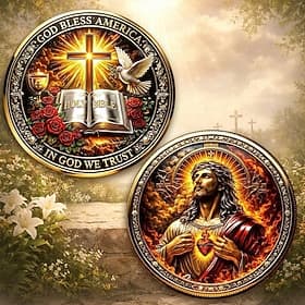Moneda conmemorativa de la fe cristiana en honor al Sagrado Corazón de Jesús, medalla religiosa coleccionable inspiradora, Santa Biblia. Cruz, regalo devociona