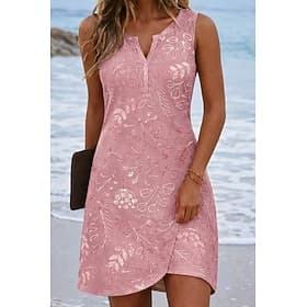 Women's Mini Dress Sundress Summer Dress Vacation Casual Daily Beach Holiday Regular Fit Floral Graphic Tie Dye Sleeveless V Neck Blue Pink Summer Spring