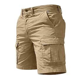 Men's Tactical Cargo Cargo Shorts Shorts Casual Shorts Pocket Plain Above Knee Casual Outdoor Streetwear Fashion Streetwear Dark Khaki Black Inelastic