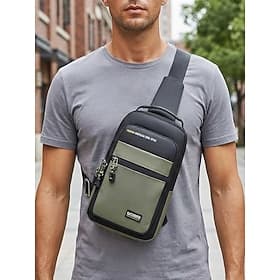 Men's Polyester Sling Chest Bag, Multi-Color Large Capacity Crossbody Backpack with Adjustable Shoulder Strap and Multi-Pocket Design for Vacation Travel, Outd