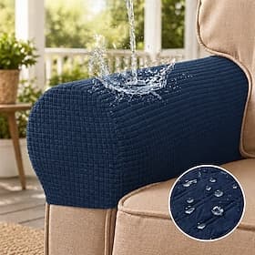 Stretch Armrest Covers Spandex Water Resistant Arm Covers for Chairs Burgundy Red Couch Sofa Armchair Slipcovers for Recliner Sofa Set of 2pcs