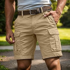 Men's Tactical Cargo Cargo Shorts Shorts Casual Shorts Pocket Elastic Waist Multiple Pockets Plain Solid Knee Length Casual Outdoor Streetwear Fashion Streetwe