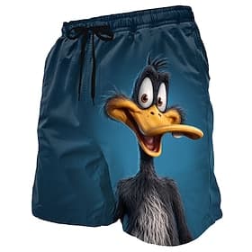 Herren Lustig Ente Comic-Tiere Badehosen Badeanzüge Badeshorts Boardshorts Mittlere Taille Hawaiianisch Strandurlaub Seitentaschen Netzfutter Elastischer Korde