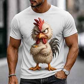 Herren Tiermotiv Lustig T Shirt Kurzarm T-Shirt 3D-Druck Rundhalsausschnitt Hemd Übertrieben Designer Party Ferien Blau Schwarz Weiß Sommer Frühling Bekleidung thumbnail 2