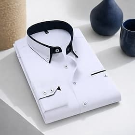 Men's Dress Shirt Button Down Shirt Collared Shirt Non Iron Shirt Plain Wedding Work White Pink Navy Blue Royal Blue Long Sleeve Collar All Seasons Clothing Ap
