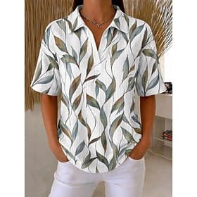 Women's Waffle Shirt Casual Shirt Summer Tops Graphic Leaf Geometric Vintage Stylish Sleeveless Long Tops Casual Daily Outdoor Black / Pink Light Green Summer