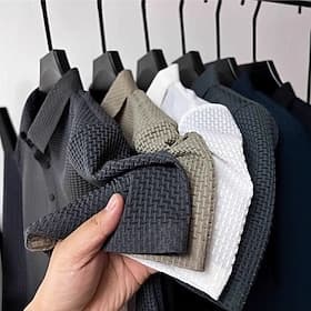 Men's Ice Silk Seersucker Polo Textured Casual Holiday Classic Short Sleeve Fashion Basic Plain Buttons Cooling Summer Spring Blue Black White Navy Blue Gray I