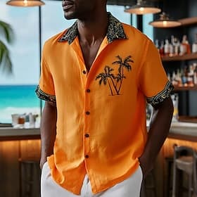 Men's Coconut Tree Palm Tree Tropical Plants Shirt Summer Hawaiian Shirt Tropical Shirts Short Sleeve Hawaiian Resort Casual Holiday Beach Wear Summer Spring T