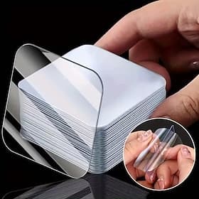 200 Pieces of Super Strong Double-Sided Tape, Transparent, No Drilling or Nails Required, Suitable for Various Surfaces Such as Plastic, Glass, Metal, Stone, a