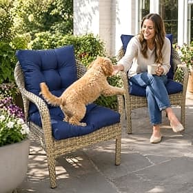 Coussins imperméables pour chaises hautes à dossier haut, adaptés à une utilisation intérieure et extérieure; coussins capitonnés pour assise et dossier avec