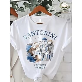 Women's 100% Cotton T Shirt Print Floral Graphic Vintage Stylish Classic Short Sleeve Crew Neck Regular Tops Casual Daily Weekend White Summer Spring