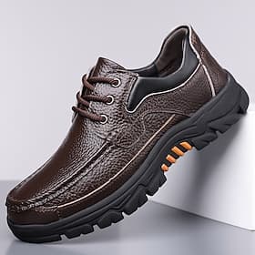Men's  Faux Leather Lace-Up Casual Sneakers Dark Brown Durable Outdoor and Travel Shoes