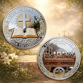 Christian Faith Commemorative Coin Honoring The Last Supper and Holy Scripture, Inspirational Religious Collectible Medal, Devotional Gift for Believers and Ch