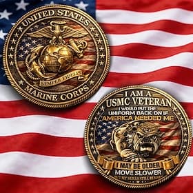 U.S. Marine Corps Commemorative Coin, USMC Veteran Patriotic Collectible Challenge Coin with Eagle, Globe  Anchor, American Flag Design, Durable Metal Souvenir