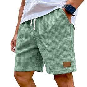 Herren Waffel-Shorts Shorts Freizeitshorts Shorts mit Struktur Tasche Elastischer Bund Strukturiert Einfach Einheitliche Farbe Komfort Atmungsaktiv Über dem Kn