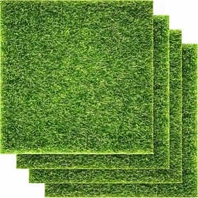 4 Packs Fake Grass Decor for Crafts, 6 x 6 Fairy Artificial Moss for Miniature Garden, Dollhouse Accessories Diorama Supplies DIY Decoration