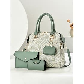 Ensemble de sacs à main en similicuir brodé pour femme, multicolore, composé de 3 pièces, idéal pour une tenue mère-fille élégante en soirée, au travail, en dé