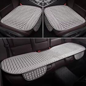 3PCS Summer Car Seat Cushion Set, Cooling Breathable Woven Seat Pad for Hot Weather, Universal Anti-Slip Front and Rear Seat Protectors for Car SUV Truck, Dura