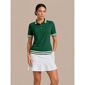 Women's Golf Polo Shirt Dark Green Short Sleeve Top Ladies Golf Attire Clothes Outfits Wear Apparel