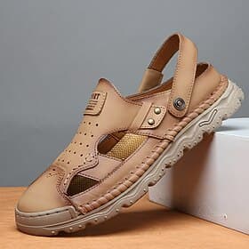 Men's Beige Fisherman Sandals Closed-Toe Slingback Casual Summer Shoes Lightweight Comfort Outdoor Footwear for Travel, Vacation, Resort Wear and Daily Leisure