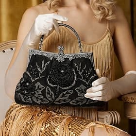 Années Folles Années 1920 Pochette du soir Porte-monnaie Gatsby le Magnifique Fille Flapper Perles Déguisement Femmes Halloween Carnaval Mascarade Cocktail Soi