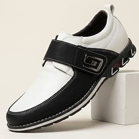 Men's Black and White Casual Dress Shoes Buckle Strap Lightweight Comfort Walking Footwear for Daily Wear, Office, Travel and Smart Casual Business Style