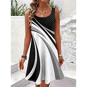 Femmes Robe Longueur Genou Robe d'Été Robe trapèze Vacances Occasionnel Chaussures de plage Plage Fête Coupe régulière Graphique Géométrique Abstrait Sans manc