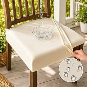Waterproof Chair Cover Seat Chair Covers Stretch PU Leather Cover for Chairs Seat Covers for Dining Room Chairs Washable Protective Cover Chair Covers for Chai