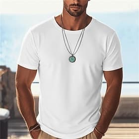 Herren T Shirt T-Shirt Kurzarm Rundhalsausschnitt Sommer Frühling Einfach Lässig sportlich Schnelltrocknend Schlank Rein Lässig Täglich Sport Hellblau Schwarz