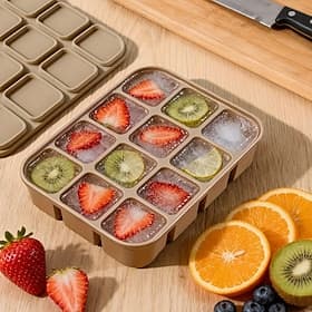 Silikon-Eiswürfelform mit 12 Fächern und Deckel, flexible Form für einfaches Herauslösen, wiederverwendbare Eiswürfel für Cocktails, Whisky, Brühe Essensvorber