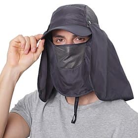 Men's Outdoor Sun Hat with Neck Flap, Summer UV Protection Fishing Cap, Breathable Lightweight Face Shield for Hiking, Camping, Fishing Outdoor Activities